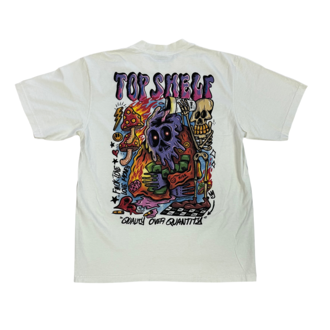 “TRIPPY” HEAVYWEIGHT GARMENT DYED TEE SHIRT (CREAM)