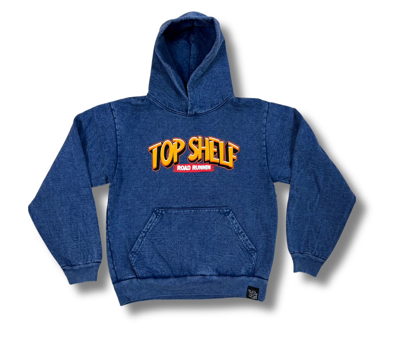 “ROAD RUNNIN” ULTRA HEAVYWEIGHT HOODY (MINERAL WASH DENIEM BLUE)