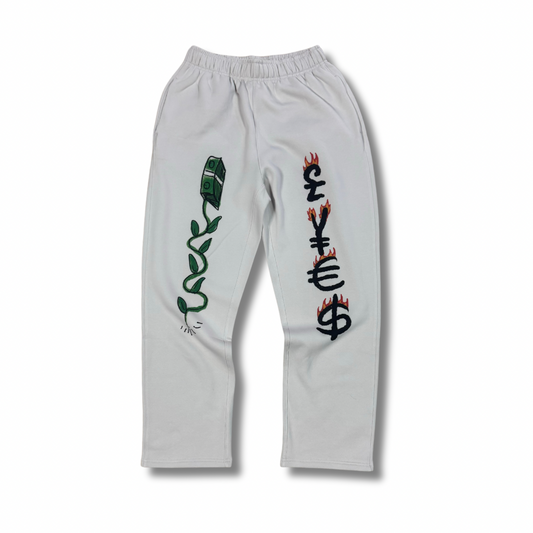 "EXPENSIVE TASTE" FLARED SWEATS (BONE)